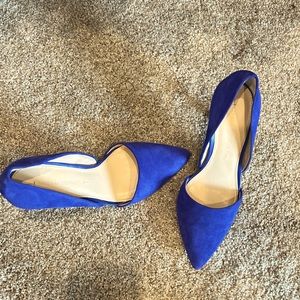 Vibrant blue suede heels